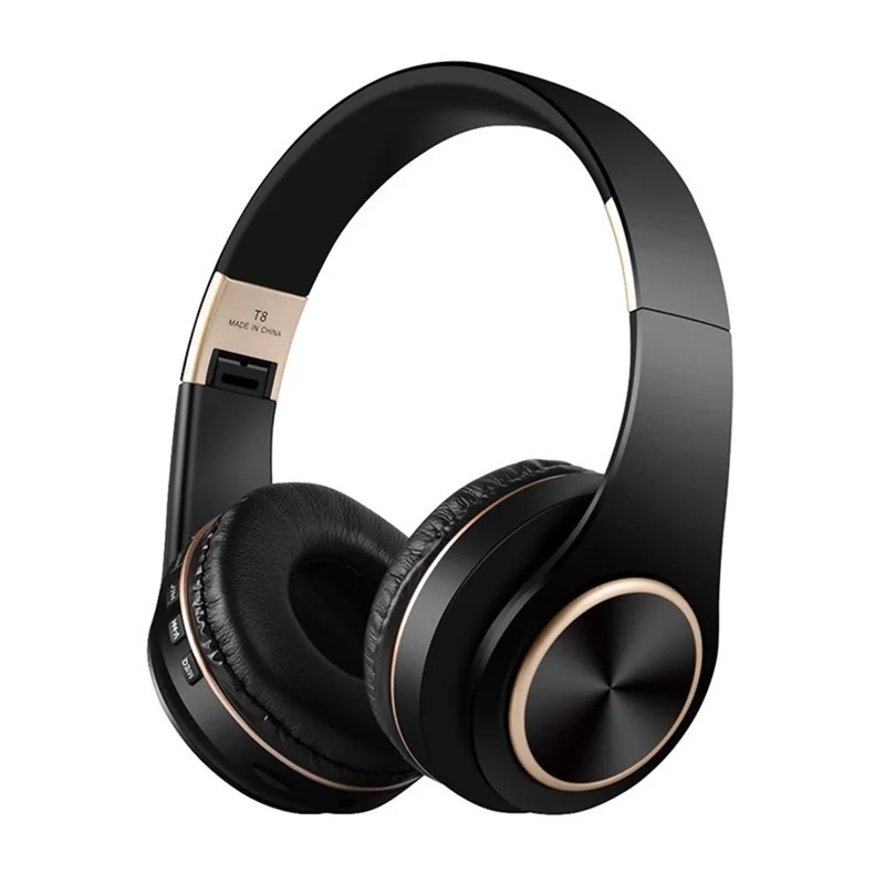 T8 Stereo Headphone Bluetooth-compatible Earphone Noise Cancelling Wireless Earpiece Foldable Bass Headset - Black