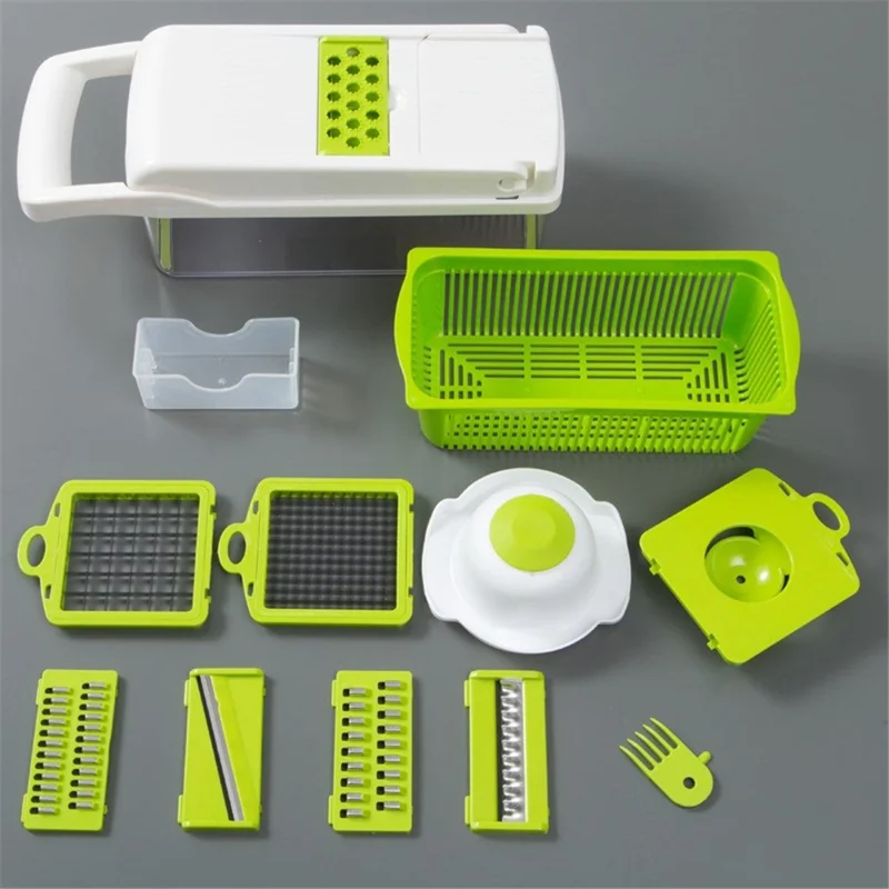 Multifunction Vegetable Chopper Dicer Slicer Food Cutter with Storage Container Kitchen Tool (BPA Free, No FDA) - White