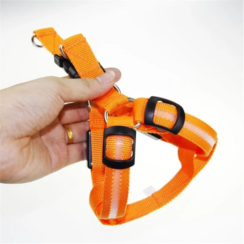 Light Up Dog Harness Reflective Dog Vest with Comfortable Padded Suit for Small Medium Large Dogs - Orange/S