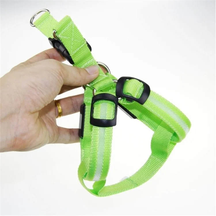 Light Up Dog Harness Reflective Dog Vest with Comfortable Padded Suit for Small Medium Large Dogs - Green/L