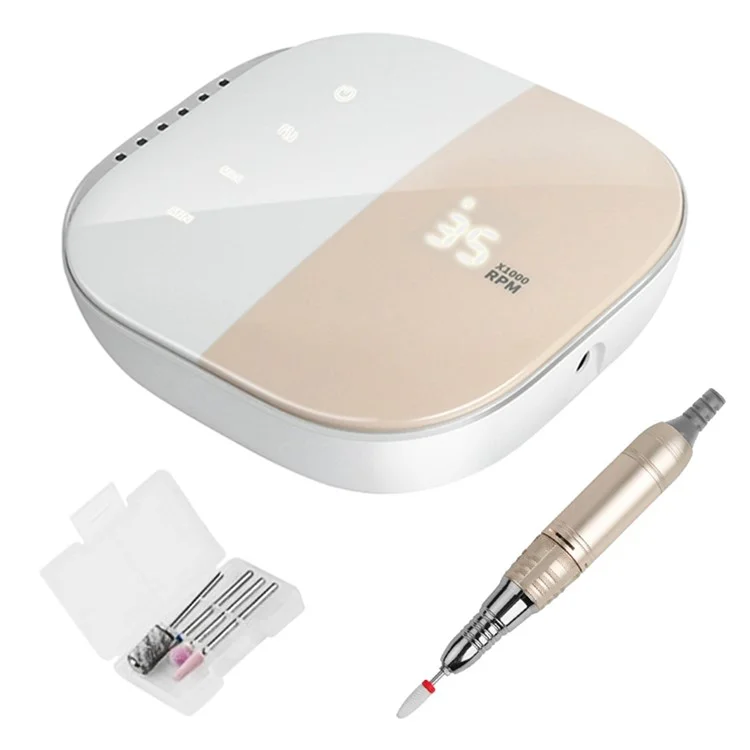 JIMDOA JMD-108 Lixadeira Elétrica para Unhas com Display HD, Máquina de Manicure 35000 RPM, Kit de Broca para Manicure e Pedicure - Rosa / Plugue Europeu