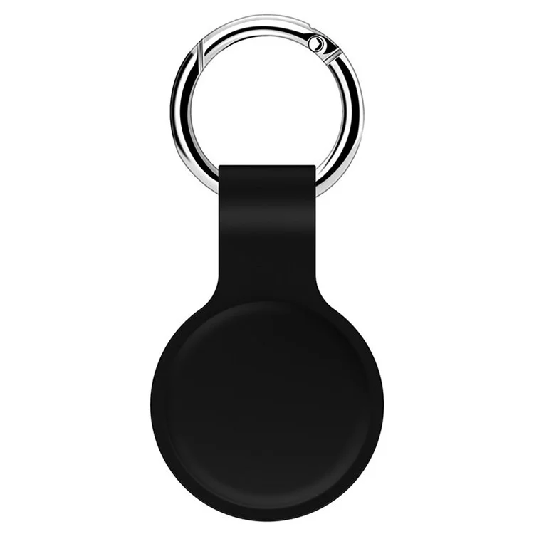 For Apple AirTags Silicone Case Smart Wireless Tracker Protective Cover with Keyring - Black