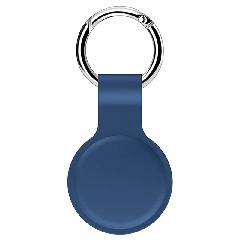 For Apple AirTags Silicone Case Smart Wireless Tracker Protective Cover with Keyring - Dark Blue