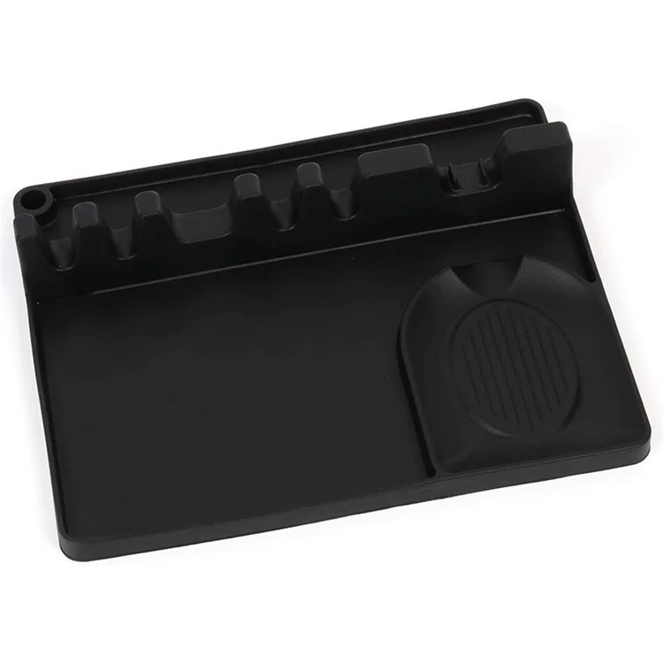 2 in 1 BPA Free Silicone Spoon Rest Larger Spoon Holder Silicone Utensil Rest (FDA Certified), Size: L - Black