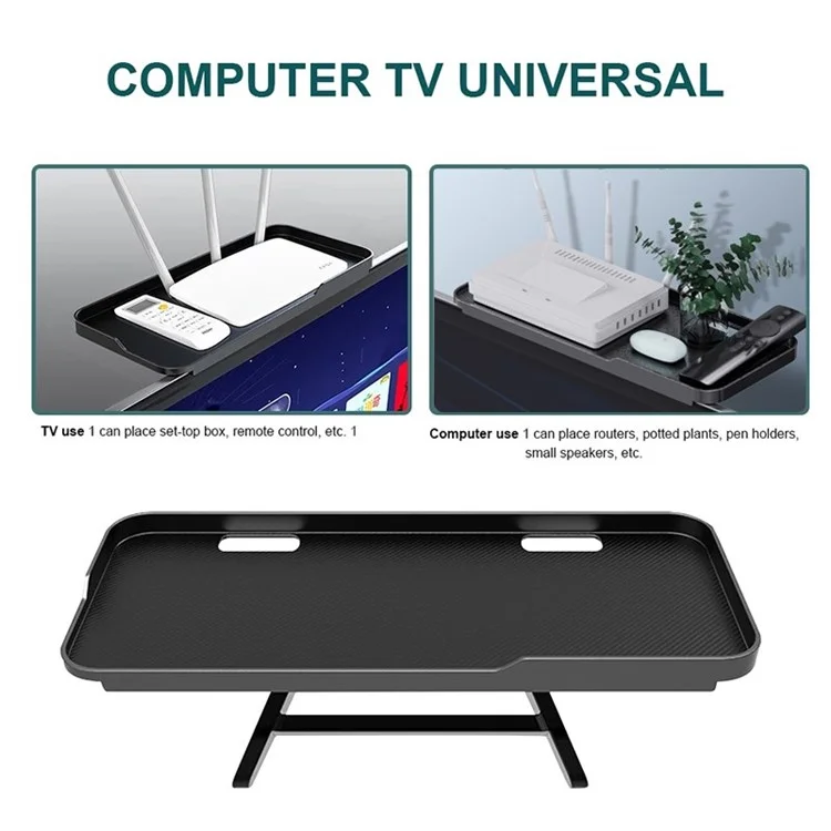 TV Setup Box Storage Bracket Mount Top Shelf Stand WiFi Router Remote Control Holder - Black