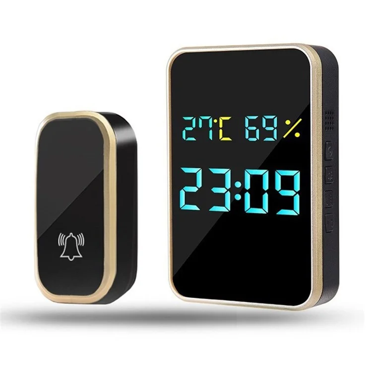 Digital Smart Wireless Wireless Door Tempet Temperature Humidity Horloge Porte De Porte - Le Noir / Or / Bouchon UE