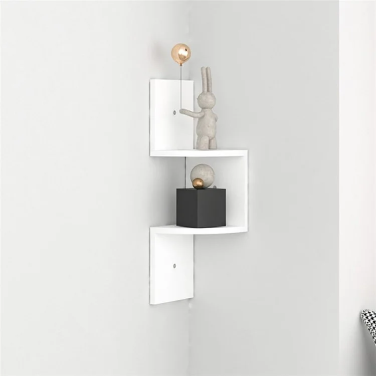 Estante de Canto de Parede Estante de Estante de Armazenamento de Armazenamento em Vaso de Planta do Suporte de Moldura de Moldura - Branco / 2 Camadas