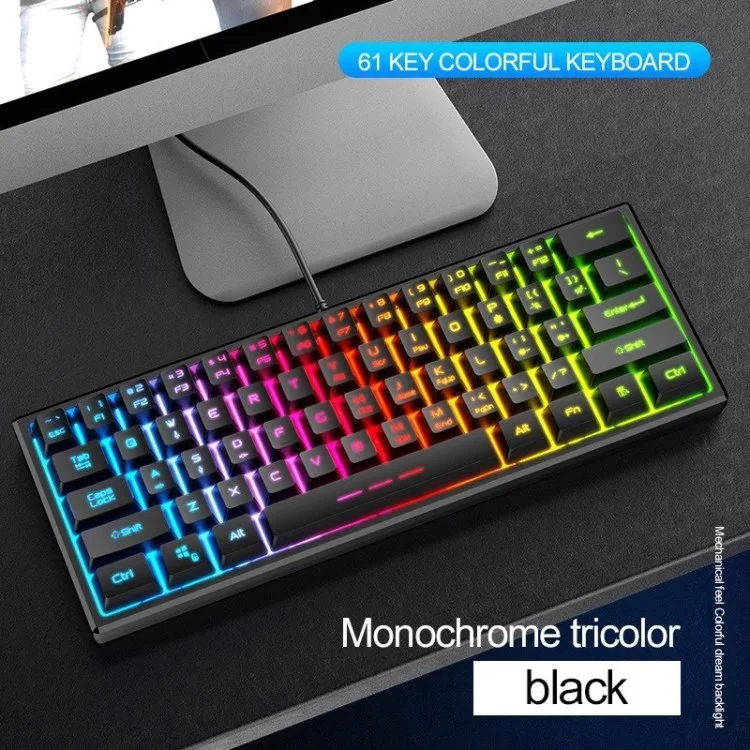FV-61 Wired Gaming Keyboard RGB Backlit 61 Клавиатура Компьютера - Черный/характер Светятся