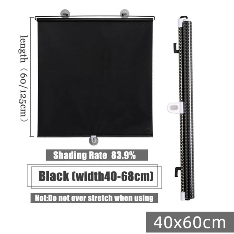 Tendina Parasole per Auto Retrattile con Taglio Laser per Finestrini Laterali - Uso Veicolo/Casa Rete Parasole - Nero / 40x60cm