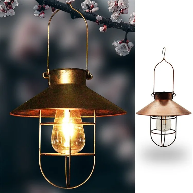 ?Retro Lantern Metal Solar Lamp Outdoor Hanging Light for Garden Yard Patio Proch - Bronze