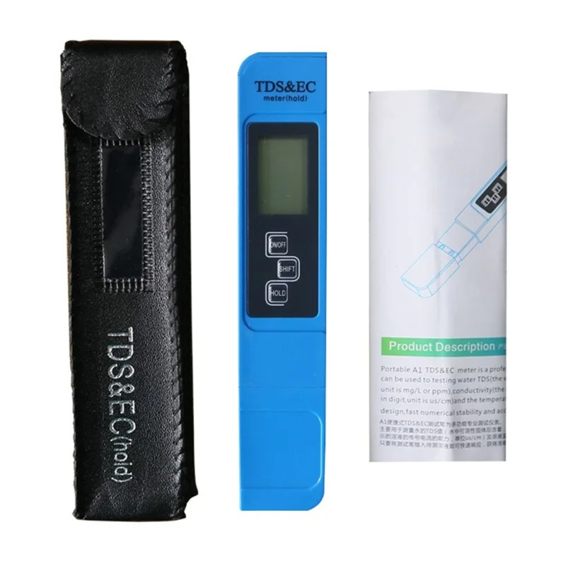 TDS-A1 3 in 1 Digital Water Tester EC TDS Meter Temperature Meter for Drinking Water Aquarium - Blue
