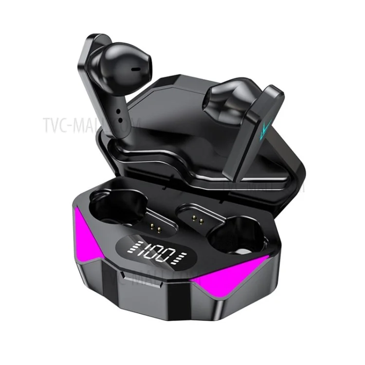 X15 Bluetooth Gaming Earbuds Auricolari Da Gioco In-Ear Con Luce A LED AUTO ACCIAIO AUTOBRAIO WIRELESS GAMING - Nero