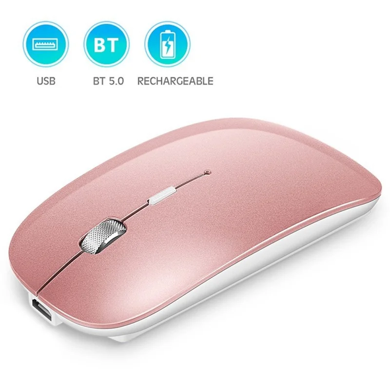 1600DPI Wireless 2.4G Bluetooth-compatible Laptop Optical Mouse Computer Mouse - Pink