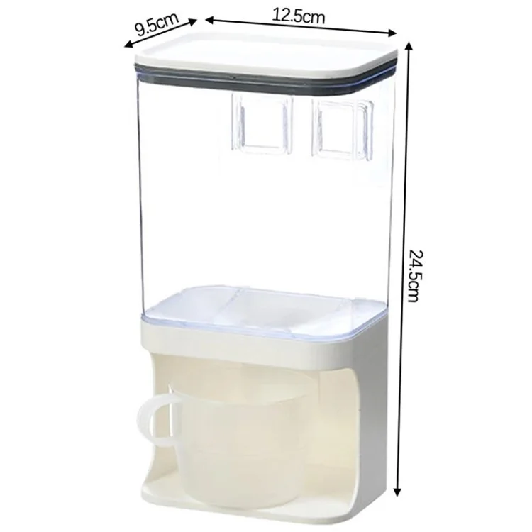 Wall Mounted Cereal Dispenser Storage Box Airtight Flour Food Storage Container Kitchen Storage Organizer (without FDA Certificate) - 1000ml
