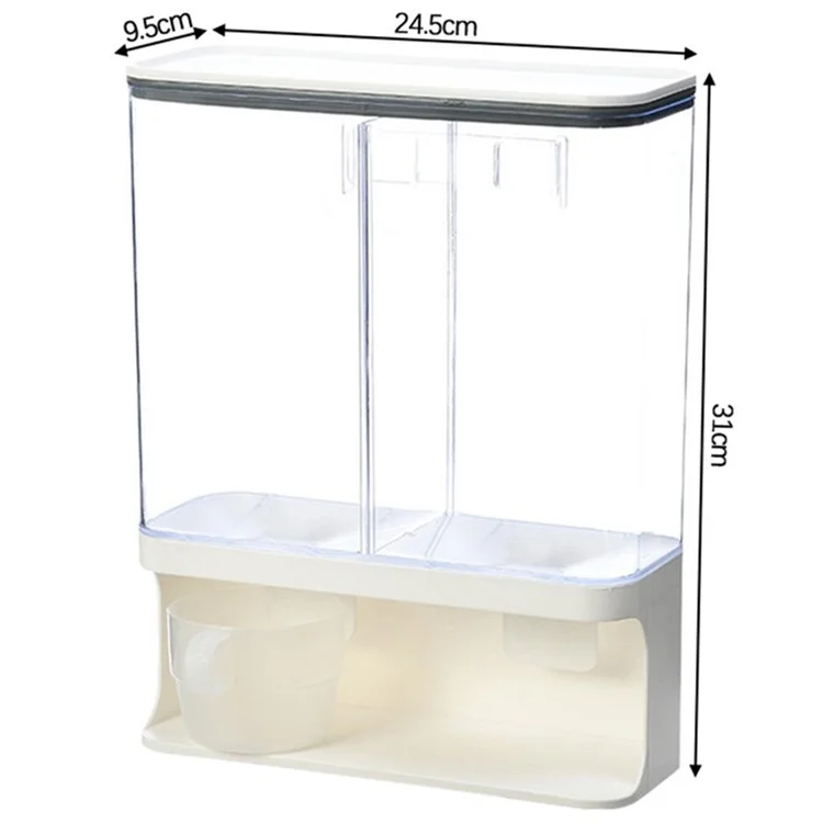 Wall Mounted Cereal Dispenser Storage Box Airtight Flour Food Storage Container Kitchen Storage Organizer (without FDA Certificate) - 3000ml