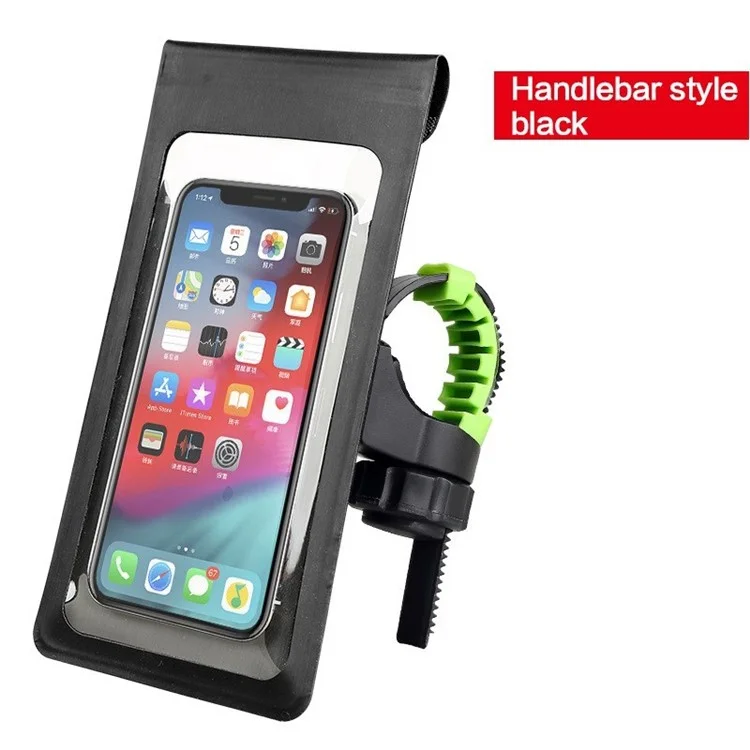 Funda de telefone impermeável para bicicleta, para telefones de 6.0 polegadas, tela sensível ao toque com rotação de 360 graus, suporte de telefone para moto - Preto/Estilo guidão.