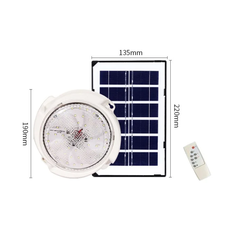 Lámpara de Techo LED Solar para Interior/Exterior con Mando a Distancia - 54 LED / 25W Cabezal Único