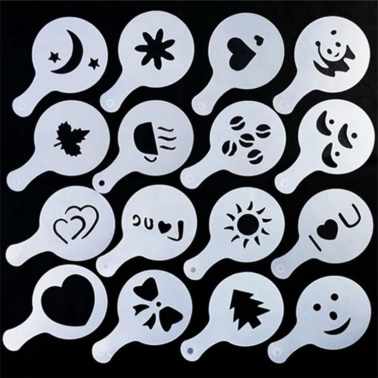 16pcs Torta Stencil Modelli Decorazione Decorazione Riutilizzabile Cake Cookies Cooking Pittura Strumenti Di Stampo (senza Certificato FDA)