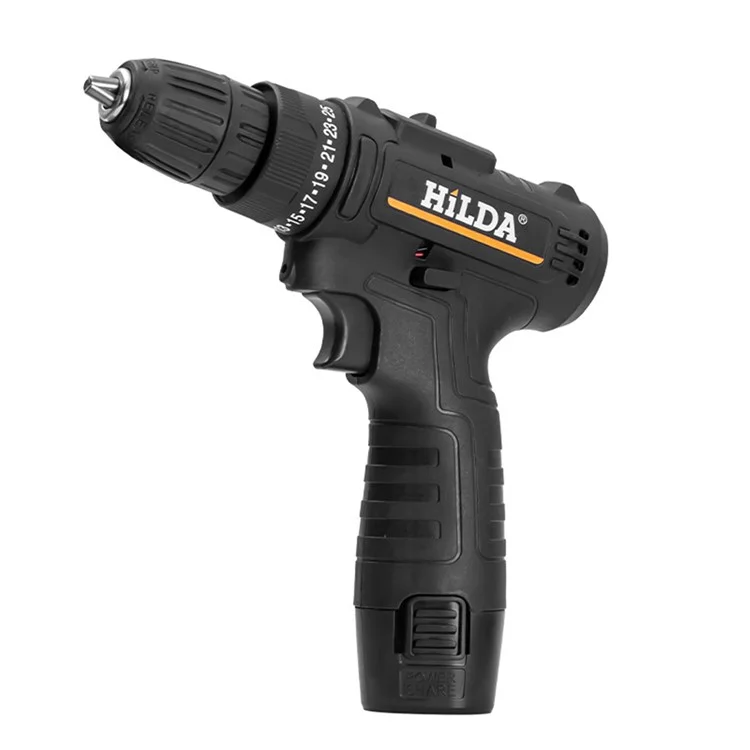 HILDA 12V Max Power Cordless Drill Electric Impact Driver - US Plug/Black