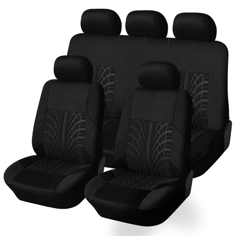 9Pcs/Set Universal Fit polyester Car Seat Cover Protectors for Front/Back Seats/Pillow/Back Pad - Black