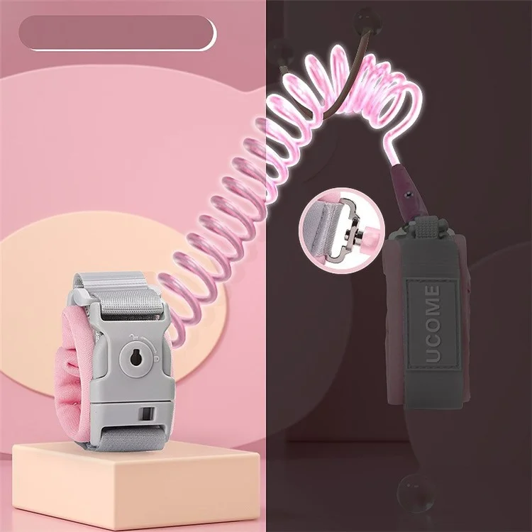 Luminoso Niño Correa Anti Perdida Enlace Muñeca Rosa Arnés De Seguridad Con Cerradura Para Niños Bebé - Pink / 2.5m