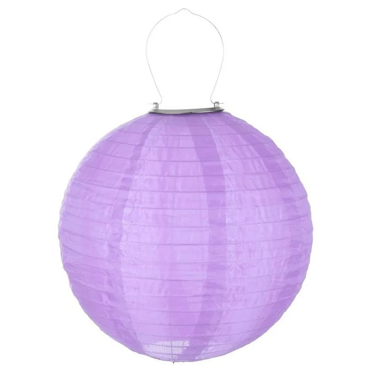 Solar Outdoor LED Light Festival Party Hanging Lantern Waterproof Garden Pathway Decor Lamp - Purple/30cm/12 inch