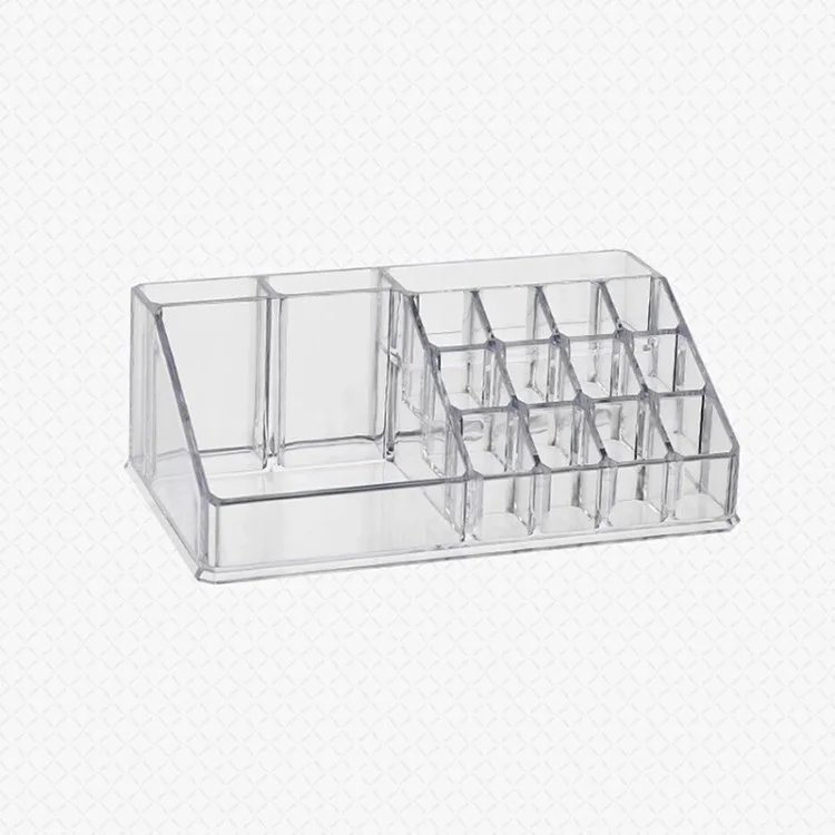 Makeup Brush Holder Storage Box Premium Acrylic Makeup Organizer Cosmetic Display Case - Transparent