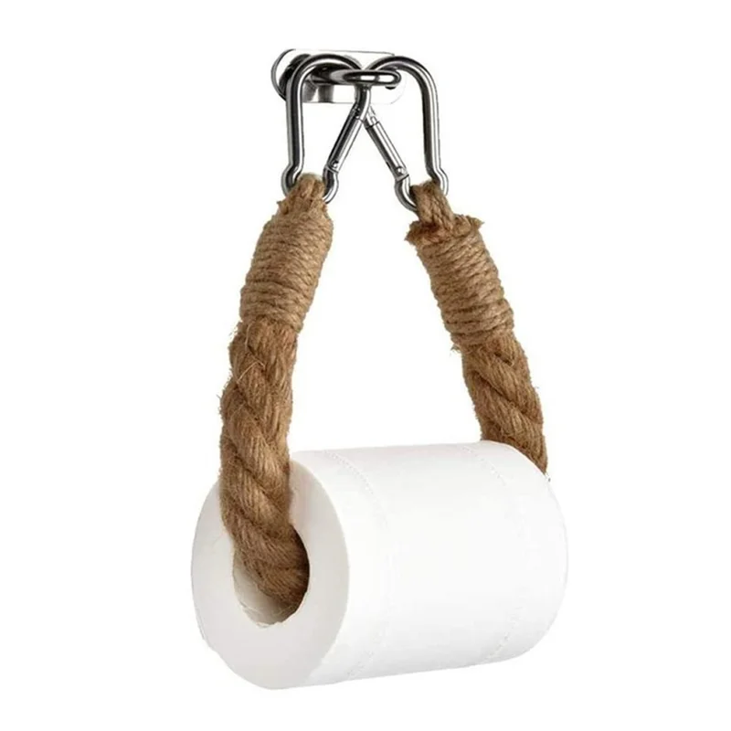 Bathroom Toilet Paper Holder Restroom Paper Roll Holder - Twin Rope