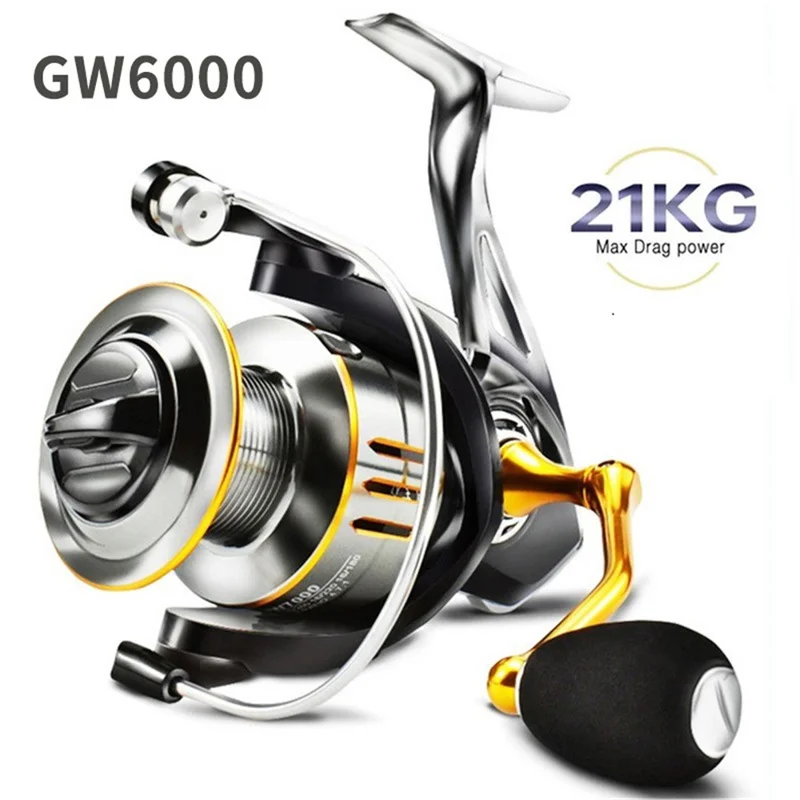 GW1000-7000 Metal Fishing Spool 14+1BB 9-21KG Max Drag Saltwater Spinning Reel - GW6000