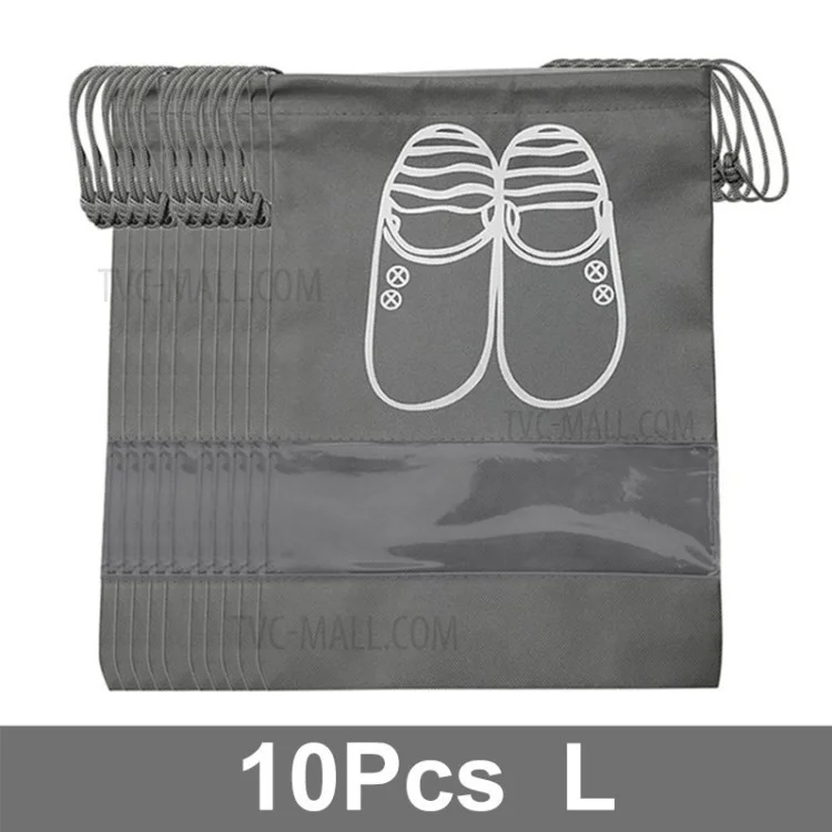 10Pcs Shoe Storage Bag Closet Organizer Shoes Pouch Pocket - Light Grey/L/32*44cm
