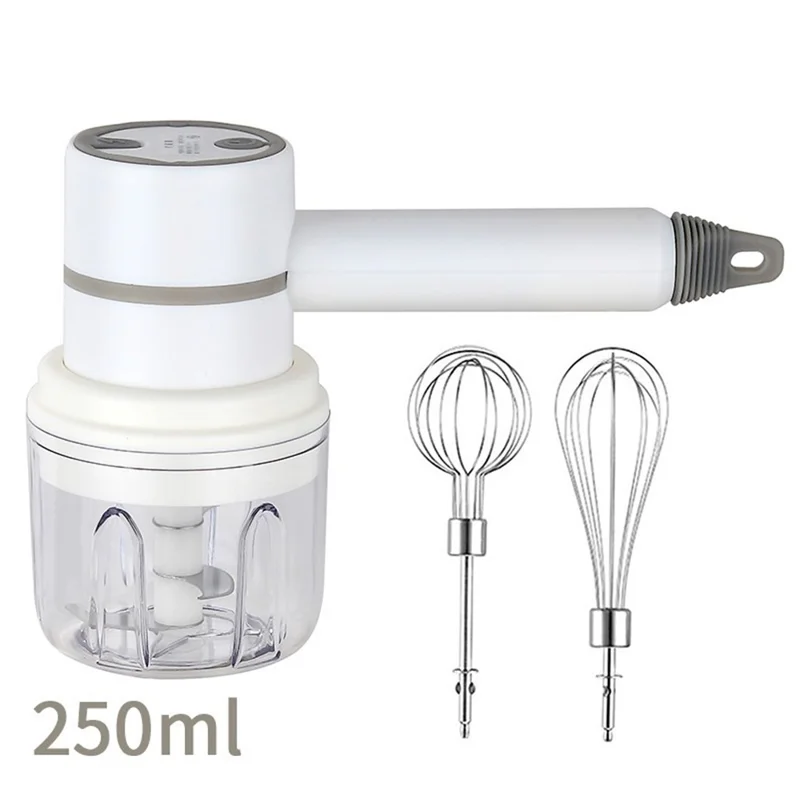 2 em 1 Bastão de Mão Com Copo de Mixagem de 3 Velocidades Chopper Egg Byking (CE, FDA, LFGB, MSDS Certification) - Branco/250ml