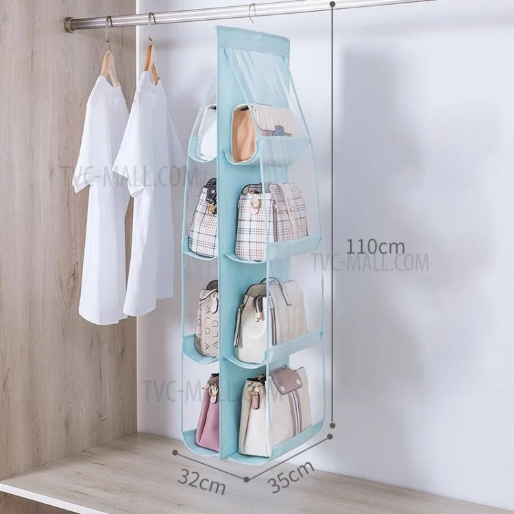 Hanging Handbag Organizer Dust-proof Storage Holder Bag for Purse Clutch Bag - Baby Blue/4 Layers