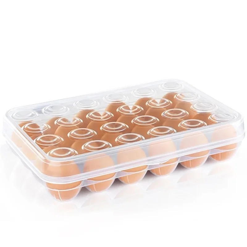 Kitchen Egg Holder Refrigerator Egg Storage Bin Stackable Egg Dispenser with Lid (No Certification) - 24-cell