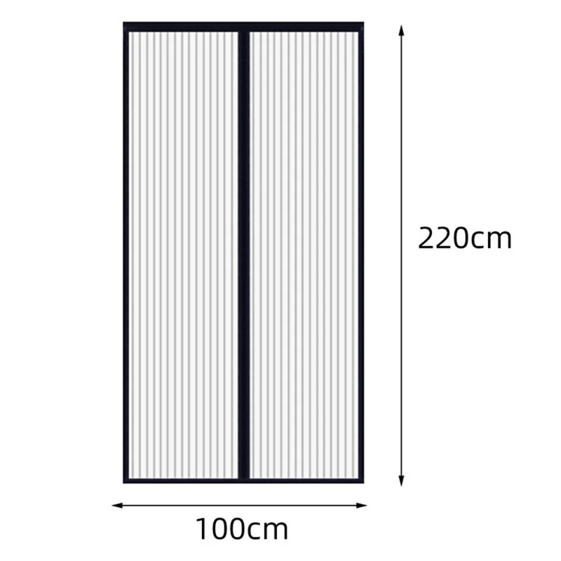 Summer Anti Mosquito Insect Fly Bug Curtains Magnetic Mesh Auto Closing Door Screen Kitchen Curtain - Black/100*200cm
