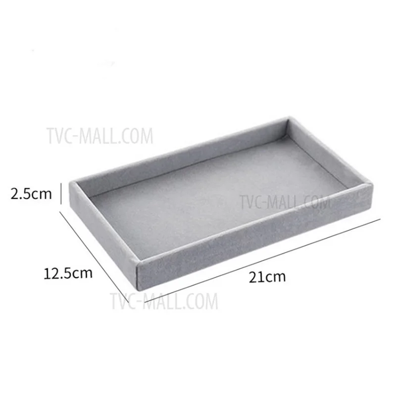 Jewelry Tray Earring Necklace Bracelet Ring Organizer Display Storage Box - Blank/Grey