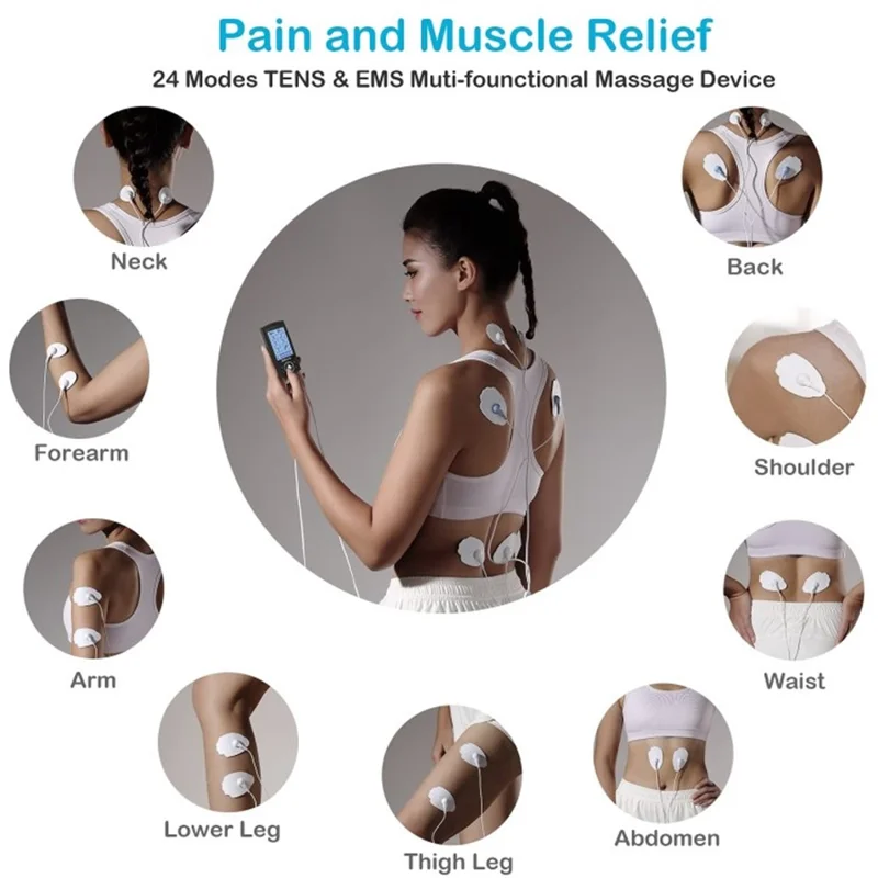 Brilnurse Meridian Dual Channel Tens Unidad EMS 24 Modos Estimulador Muscular 200mah Recargable Pulso Electrónico Masajeador Muscular - Negro