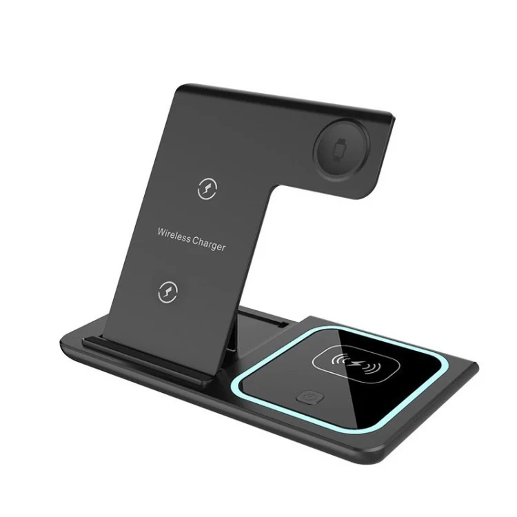 Chargeur de Charge Sans Fil 3-en-1 Chargeur de Téléphone Smart Watch Charger Station de Chargement Pour Apple Watch Airpods - le Noir