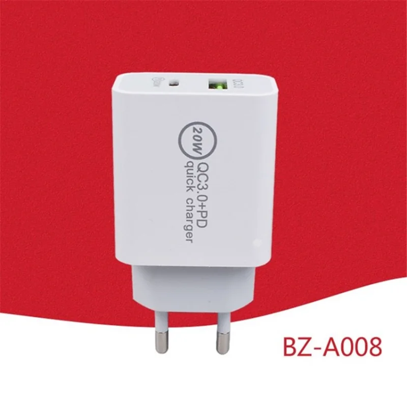 BZ-A008 QC 3.0 PD Wall Charger Fast Charging 20W Phone Adapter Charger - White/EU Plug