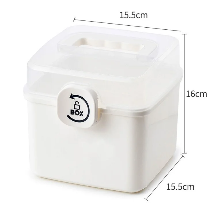 First Aid Kit Box Portable Multi-Layer Medicine Storage Container with Handle (No FDA, BPA-Free) - White / S