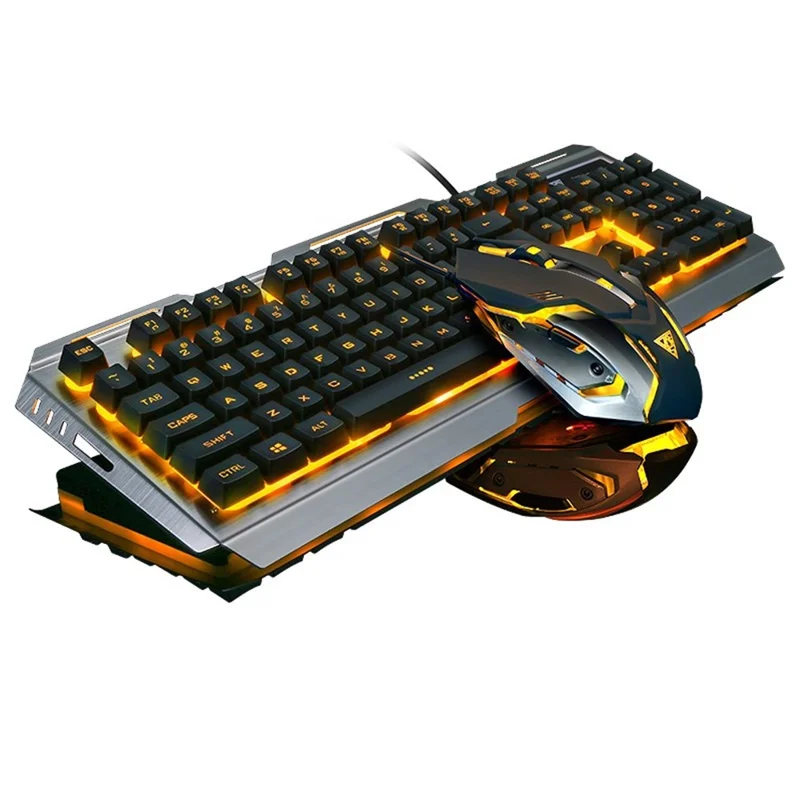 GAMEDIAS V1 RGB Backlit Wired Gaming Keyboard Computer Keyboard Mice with Multimedia Keys - Tungsten Alloys with Yellow Light