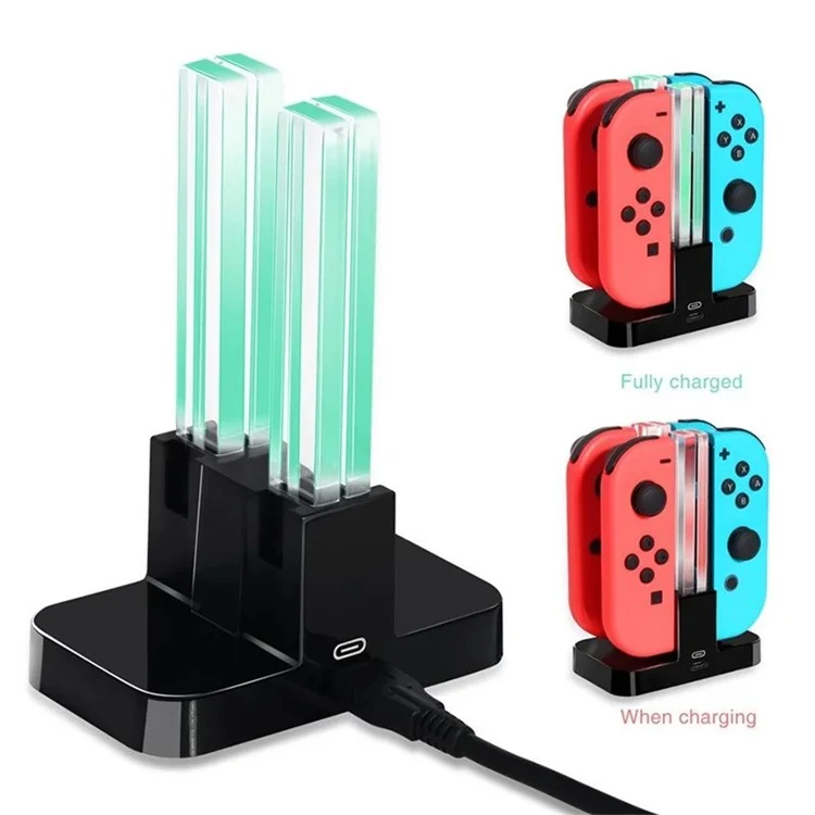 Controller Charger for Nintendo Switch Joy-Con , 4 in 1 Charging Dock Stand Station with LED Indicators - Black