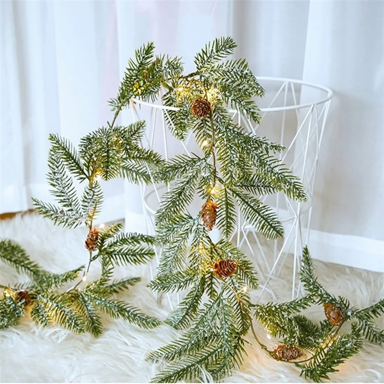For Holiday Fireplace Tree Decor Christmas Xmas Pine Branch LEDs Lamp - 2 Meters 20 Lights