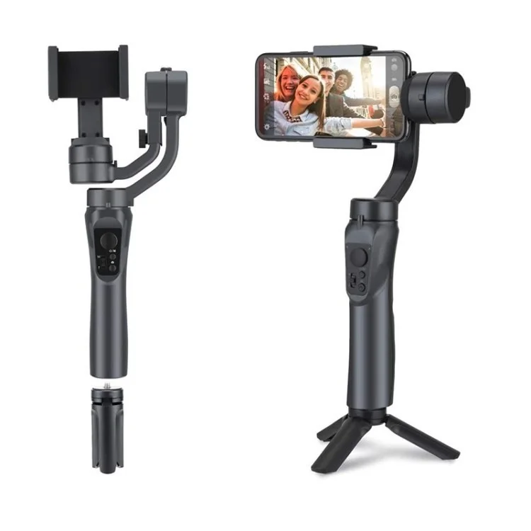 F6 Smartphone Stabilisator Selfie Stick-Stativ-Kamerathalter Für Live-Video - Schwarz