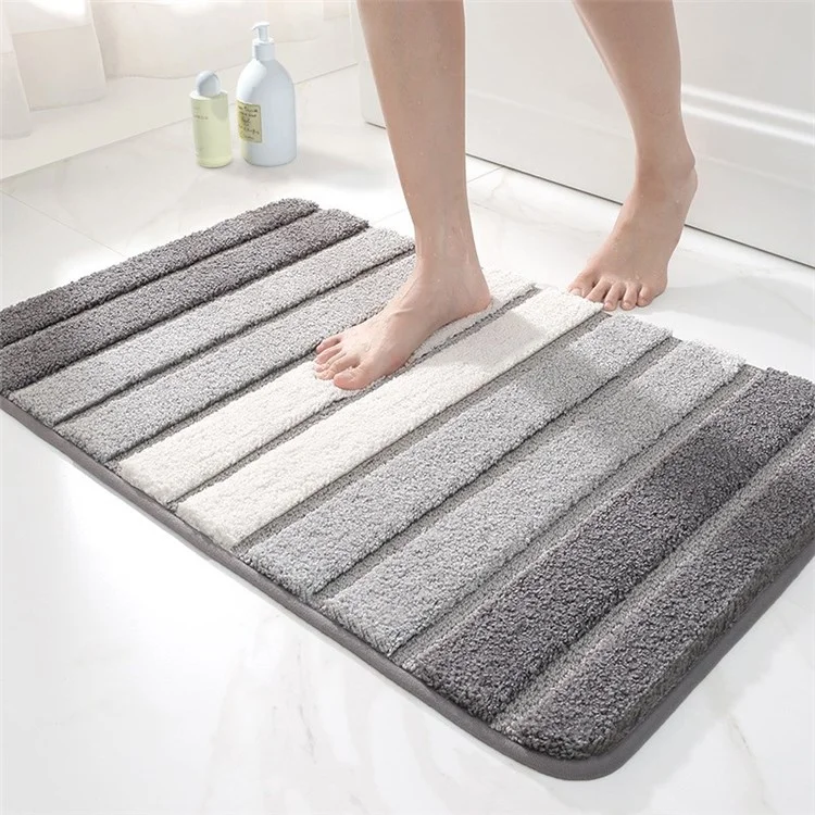 Alfombra de baño con rayas antideslizante y absorbente para entrada, cocina y baño - Gris / 40x60cm