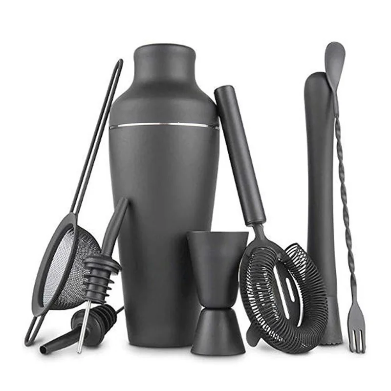 8 pc Para Mezclar la Herramienta de Shaker Matte Black Shaker de Bebidas Alcohólicas (sin Certificación)