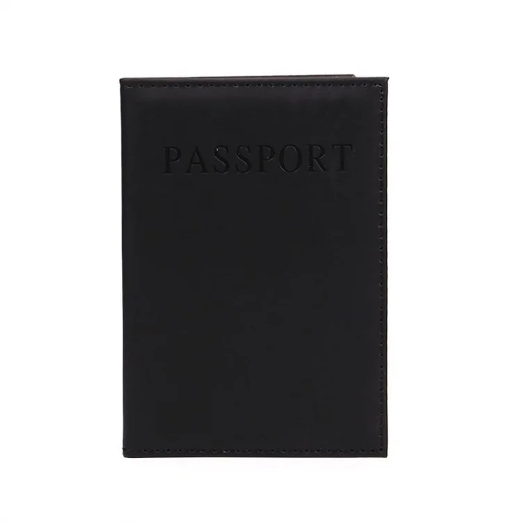 Billetera de Soporte de Tarjetas de Crédito de Pasaporte de Cuero de Gran Capacidad - Negro