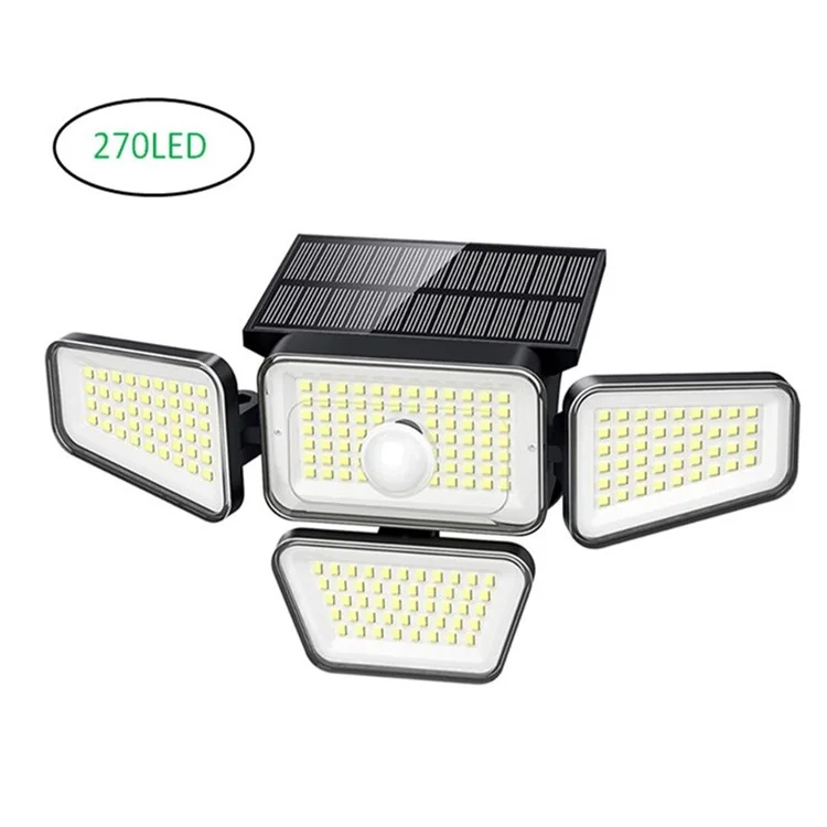 Luz Solar de Pared con 270 LED y Sensor de Movimiento para Exteriores, Lámpara de Seguridad para Patio, Jardín y Camino