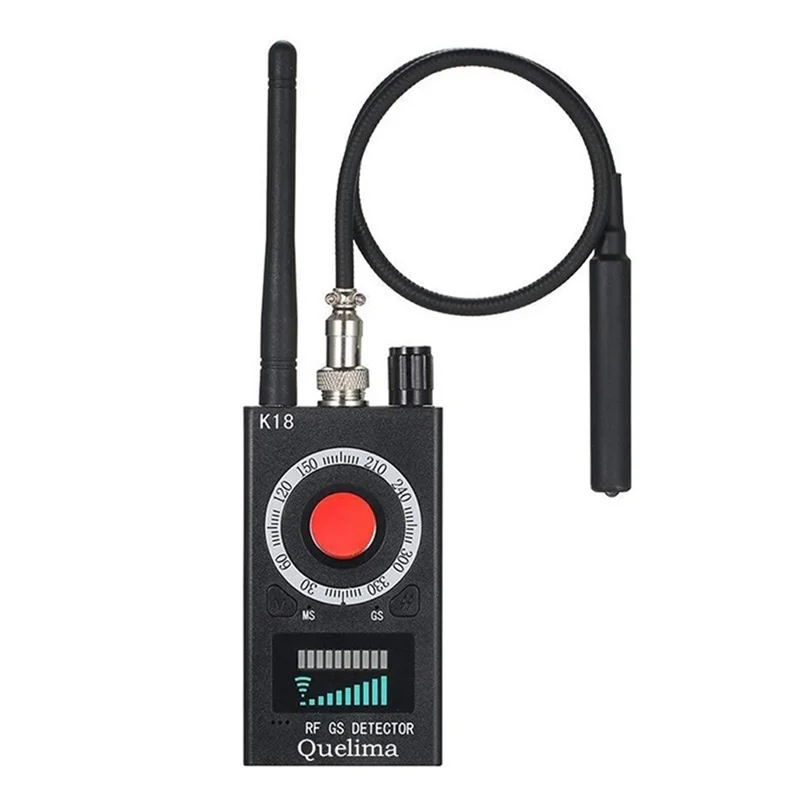 K18 Anti-spy Detector Bug GPS Detector Hidden Camera Finder RF Signal Scanner Detector for GPS Tracker Listening Device Camera - Black/EU Plug