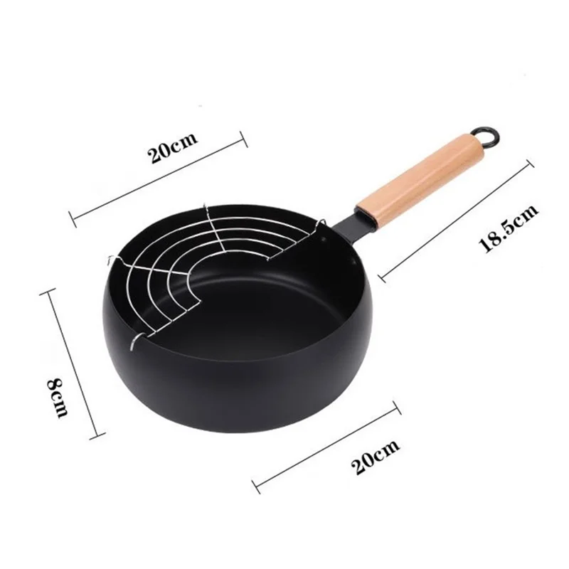 Per la Cucina Casa Durevole Padella Friggitrice Con Frigorifero Per Scarico a Goccia (con Certificazione) - Black/20 Cm/manico in Legno