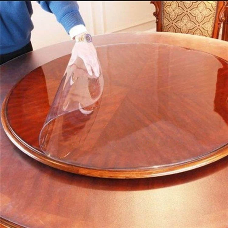 Square Round PVC Table Protector Pad Clear Desk Mat for Desktop - Clear/90cm Diameter